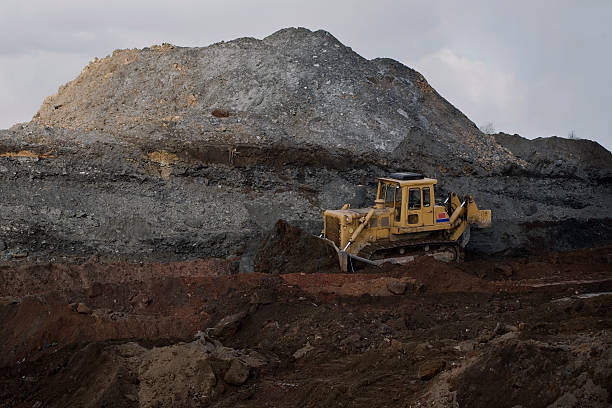 Bulldozer working at the slag heap